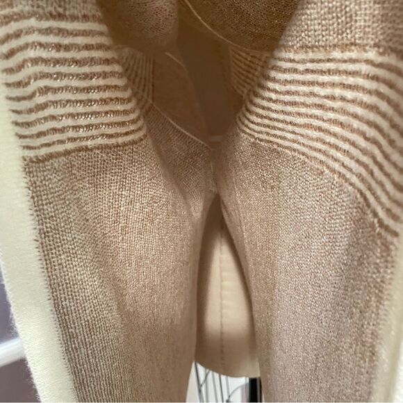 Echoview Fiber Mill Camel-Tan/Ivory Wool Poncho O/S Made In USA - Picture 7 of 9